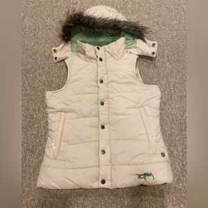 Burton Cream Rancher Puffy Vest with detachable hood.